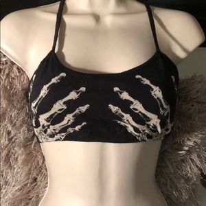 Bones skulls skeleton hand crop bra top